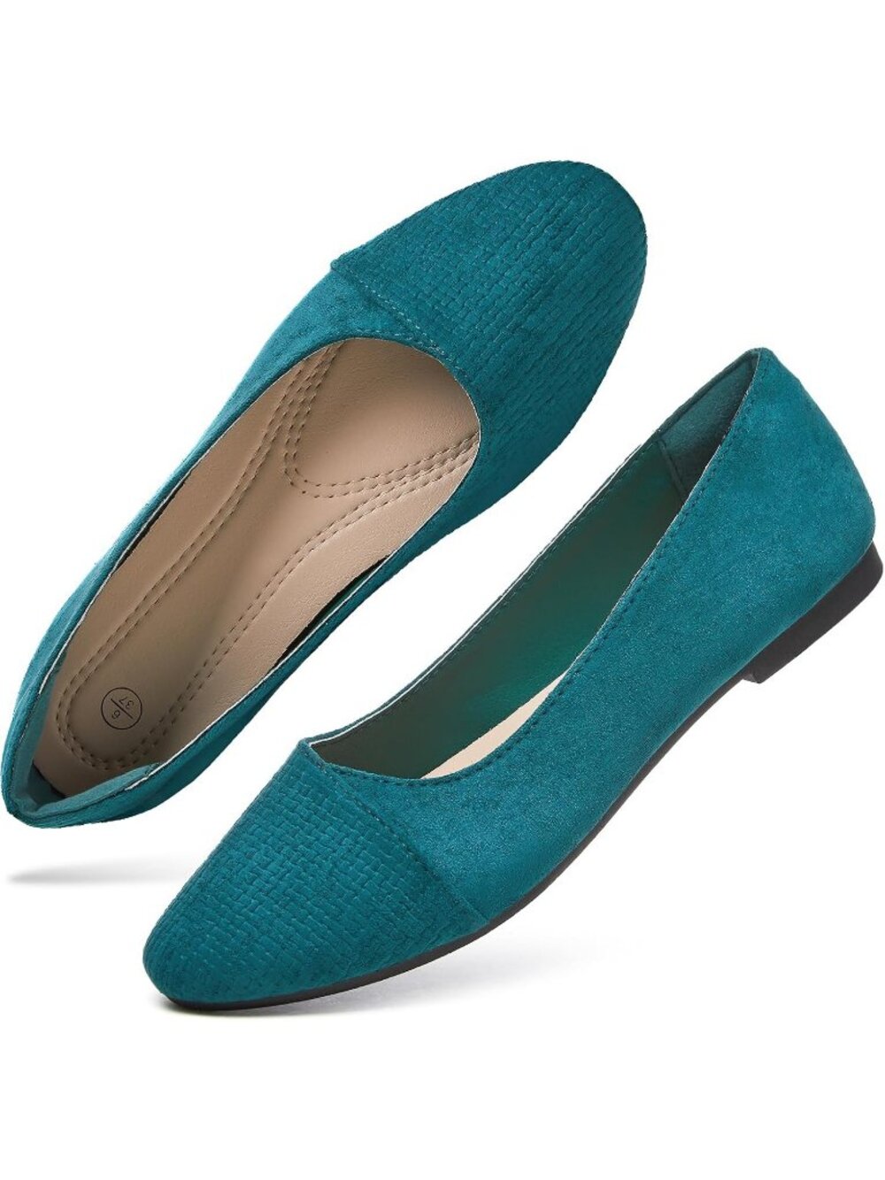 Women's Teal Suede Ballet Flat Slip on comfortable Ballerina Loafer Dress Shoes